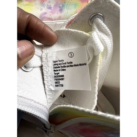 Cat & Jack Tie Dye Multicolor High Top Lace Up Zipper Sneakers Shoes SZ 3 NWT - Picture 9 of 9